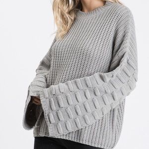 Gray Design Sleeve Sweater